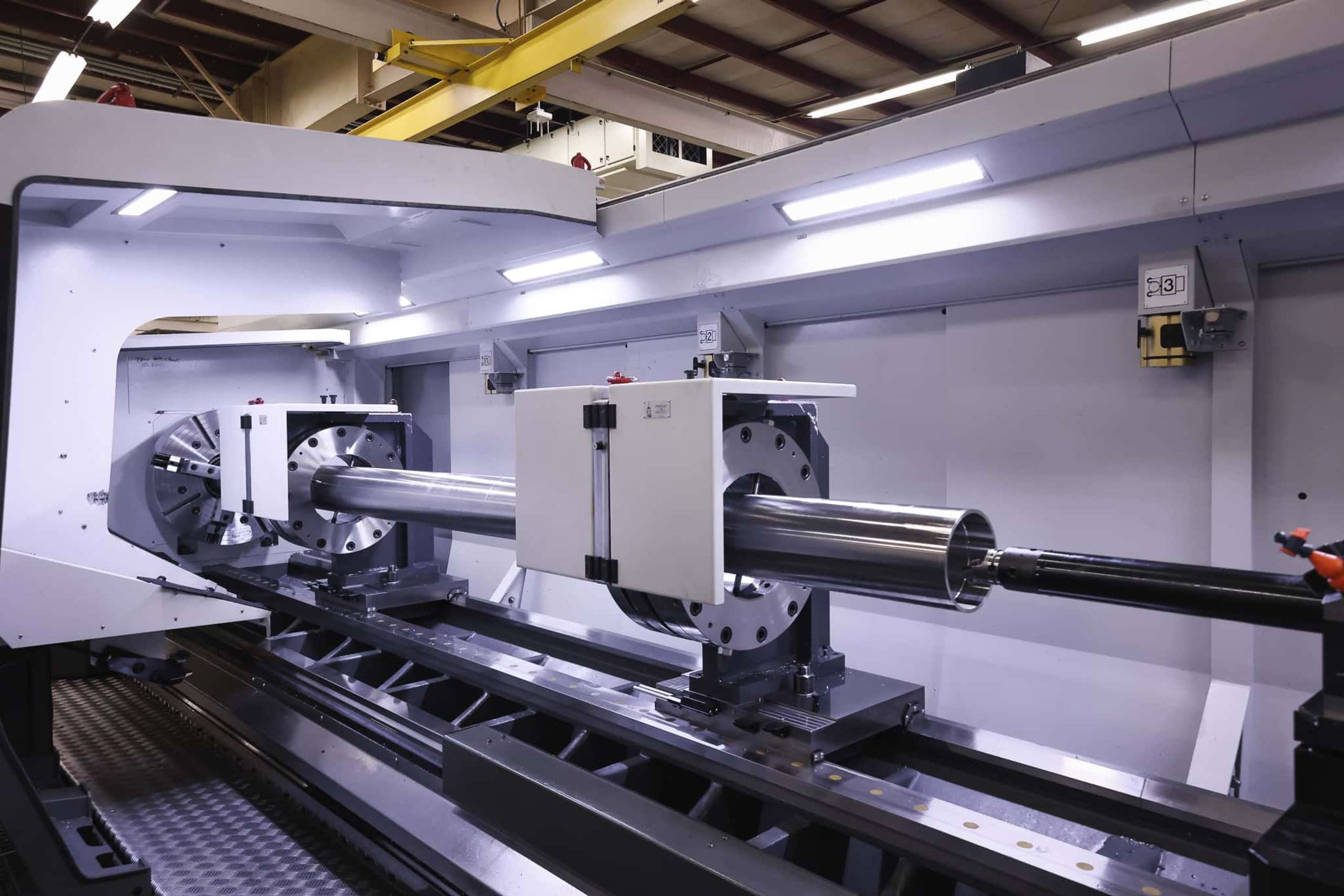 Look inside a industrial production machine