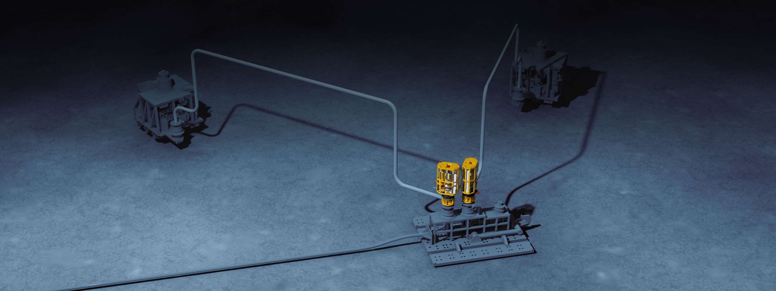 3D render of subsea project in Gulf of Mexico