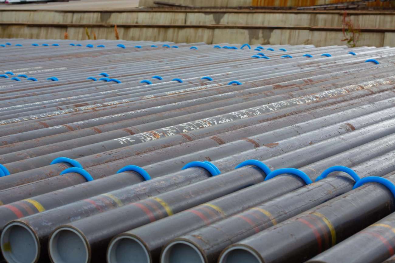 Pipes laid out in a yard