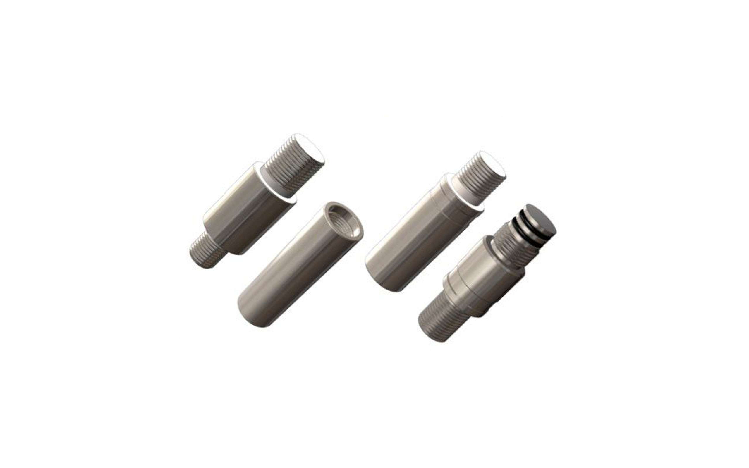 Multiple metal tubes with various types of threading