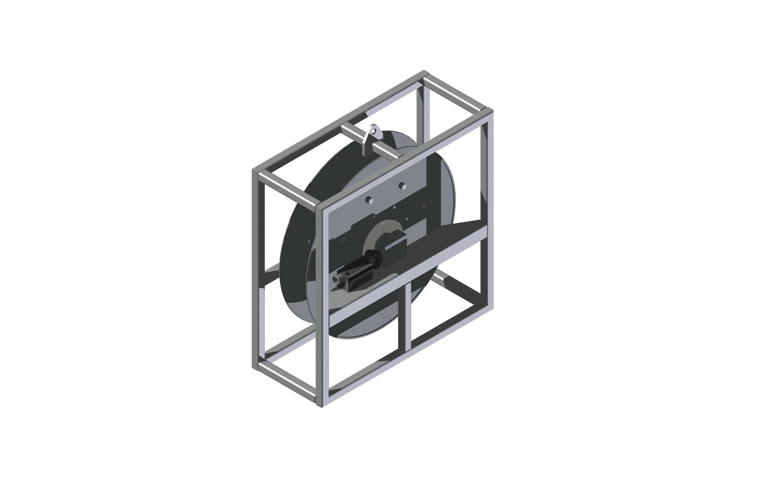 Metal frame with a spool for a hose