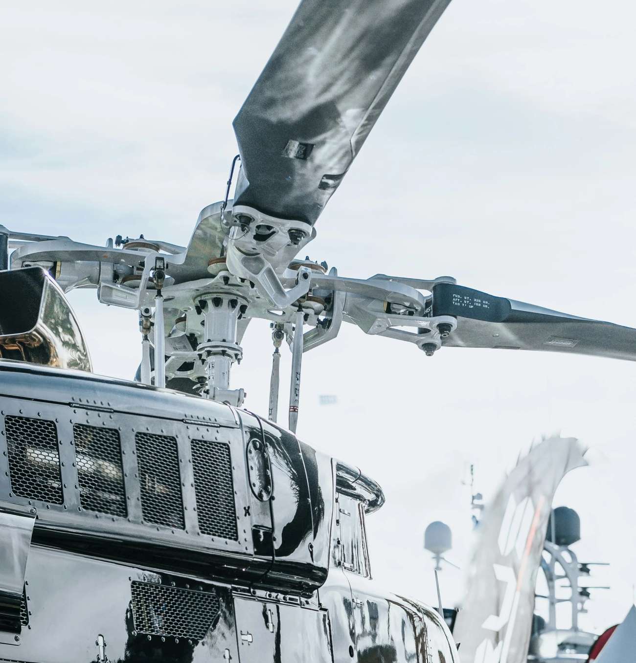 Close up of helicopter rotor