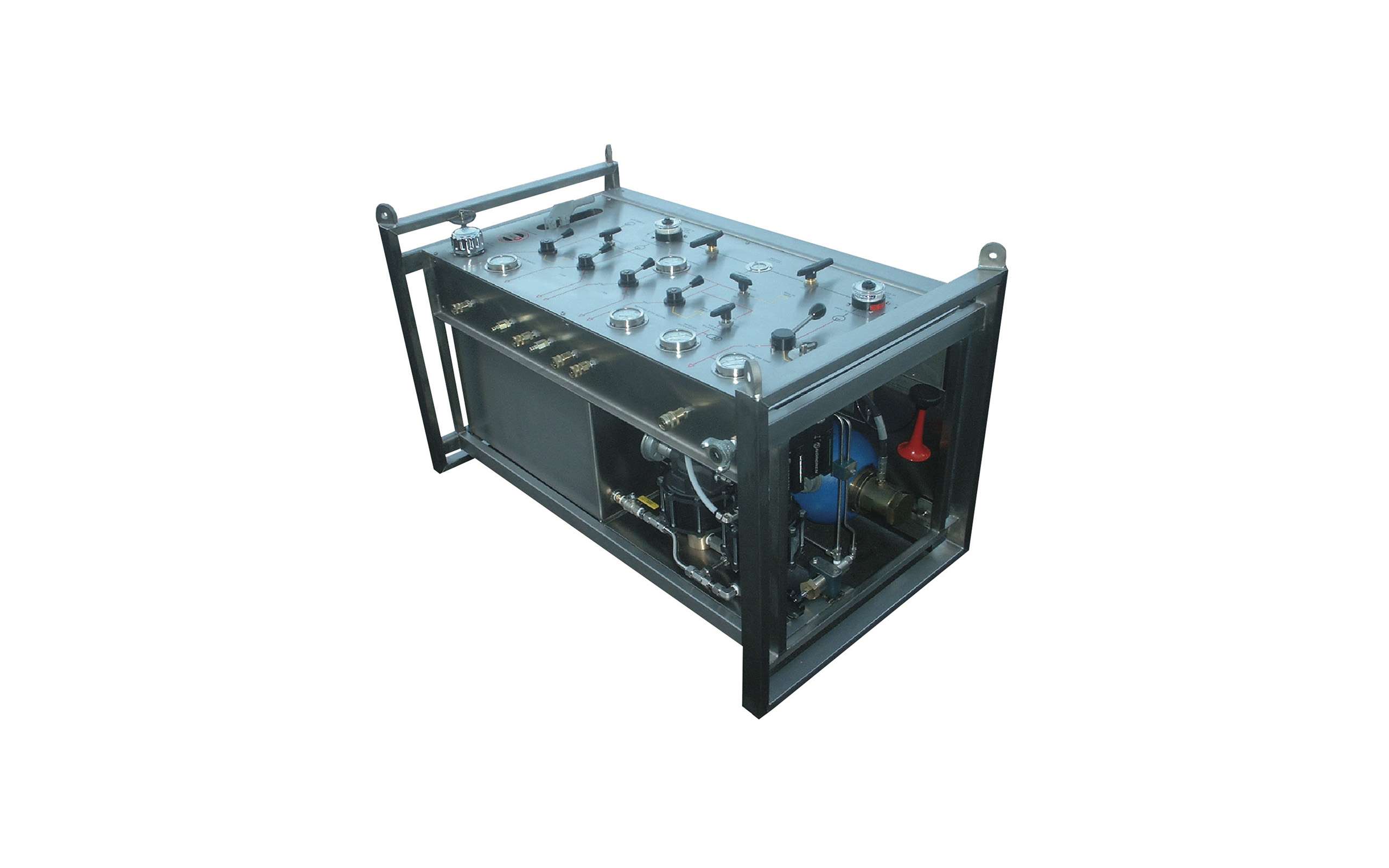 Metal box with control elements on top